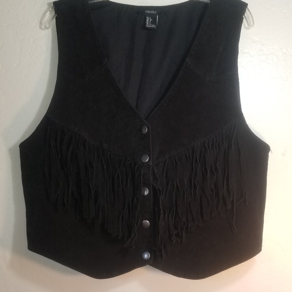 Forever 21 Faux Leather Fringe Vest